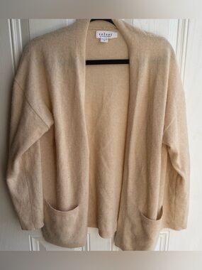 Velvet by Graham & Spencer Beige Open-Front Cozy Cardigan 100% Cashmere